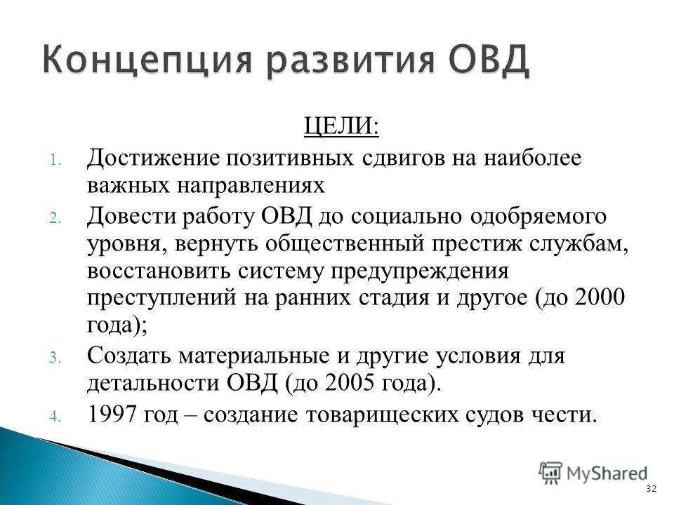 Служба в овд основные цели и задачи