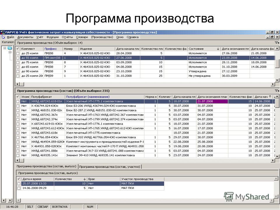 Программа производственных работ. Программа 