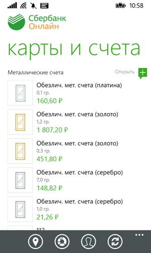 Металлических счетах сбербанка