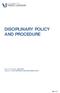 DISCIPLINARY POLICY AND PROCEDURE