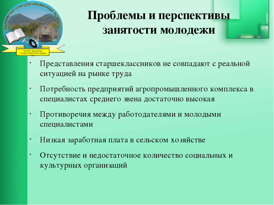 Проблема трудоустройства молодежи проект