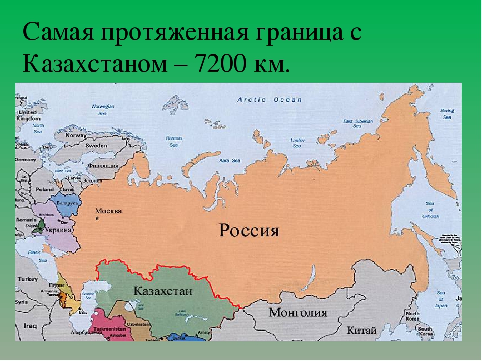 Протяженность границ россии со странами
