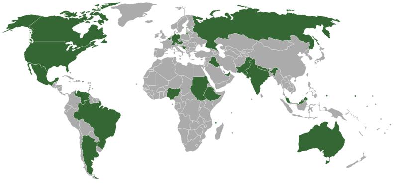 карта мира с федеративными государствами