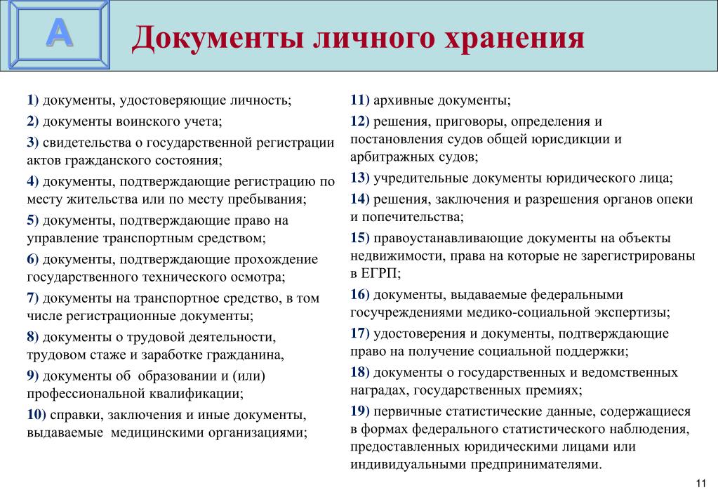 Список личных документов. Документы личного хранения. Документы личного хранения это определение. Личный документ. Личным документом является.