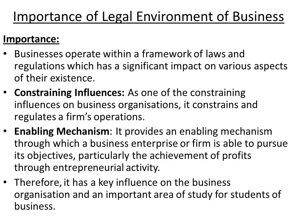 Importance of Legal Environment of Business