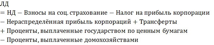 Формула расчёта личного дохода