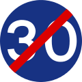 Mauritius Road Signs - Mandatory Sign - End of compulsory minimum speed 30.svg