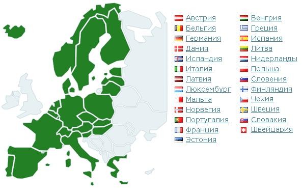 Страны входящие в шенгенскую зону в 2019 году Страны Шенгена
