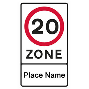 Entrance to speed restricted traffic calming zone sign