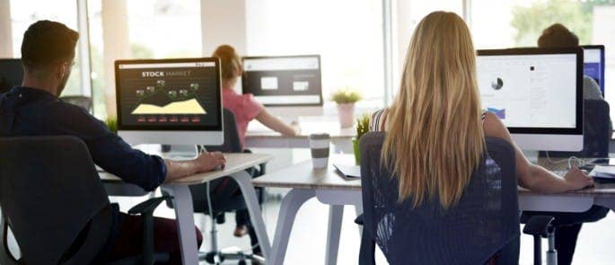 Employees working using display screen equipment at their desks