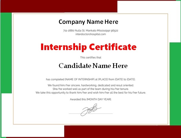 Internship Certificate Template 1