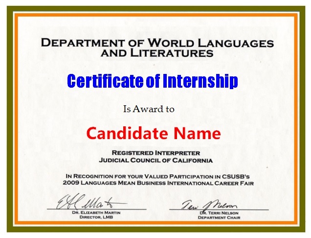 Internship Certificate Template 2