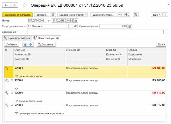 Расходы не идущие на вычеты по кпн в рк в 1с 8