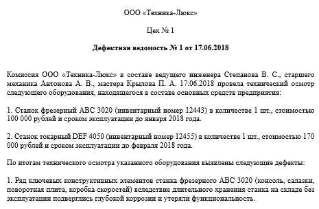 Как правильно написать дефектную ведомость на списание компьютера