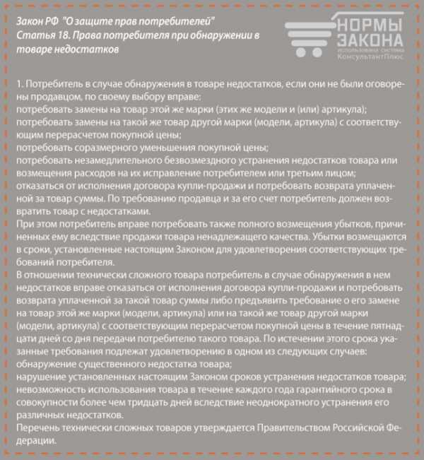 Статья 25 о защите прав потребителей возврат товара надлежащего качества телефон