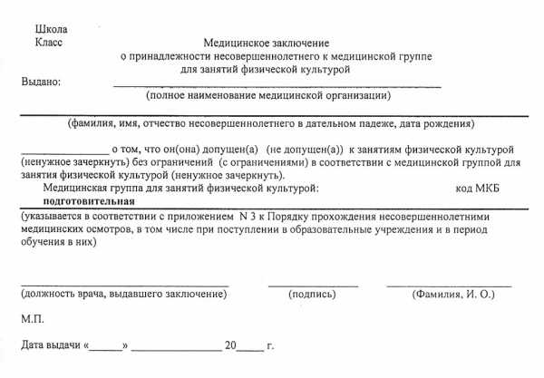 Записка для учителя физкультуры от родителей образец по состоянию здоровья