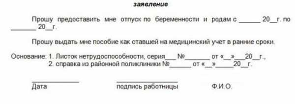 Заявление на отпуск перед декретом – образец, как написать правильно